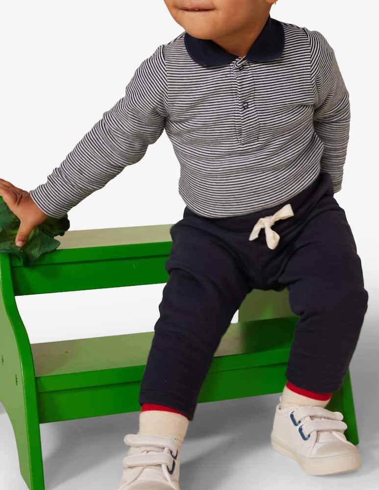 Petit Bateau Body a righe con collo polo - immagine 2 Petit Bateau Body a righe con collo polo - immagine 2