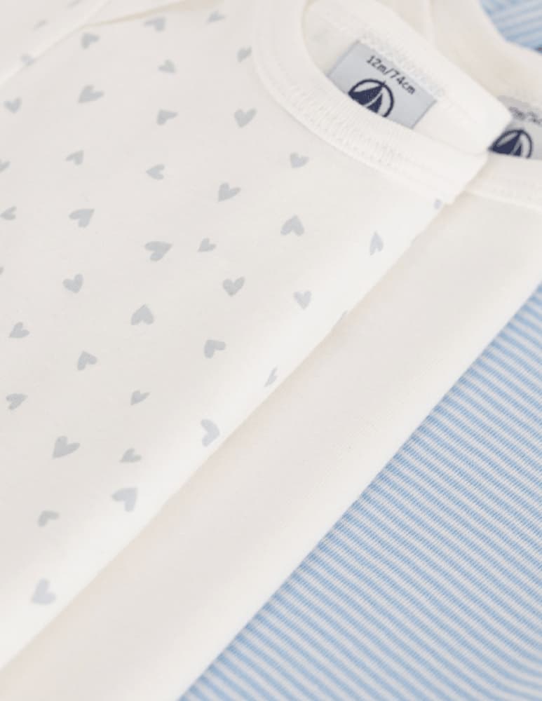 Petit Bateau Cotton bodysuit set of 3 - picture 3 Petit Bateau Cotton bodysuit set of 3 - picture 3