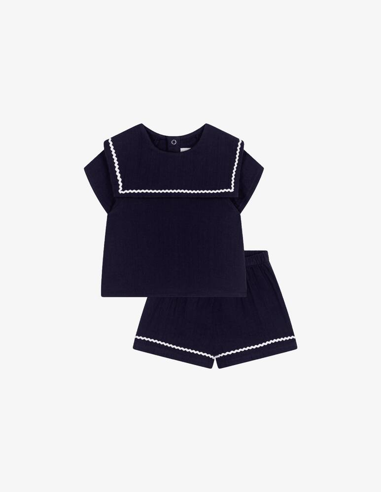 Petit Bateau Sailor trim top and shorts - picture 1 Petit Bateau Sailor trim top and shorts - picture 1