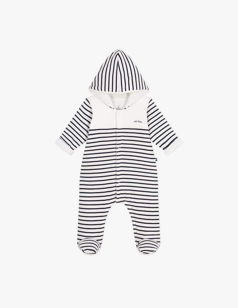 rinascente Petit Bateau Striped hooded sleepsuit