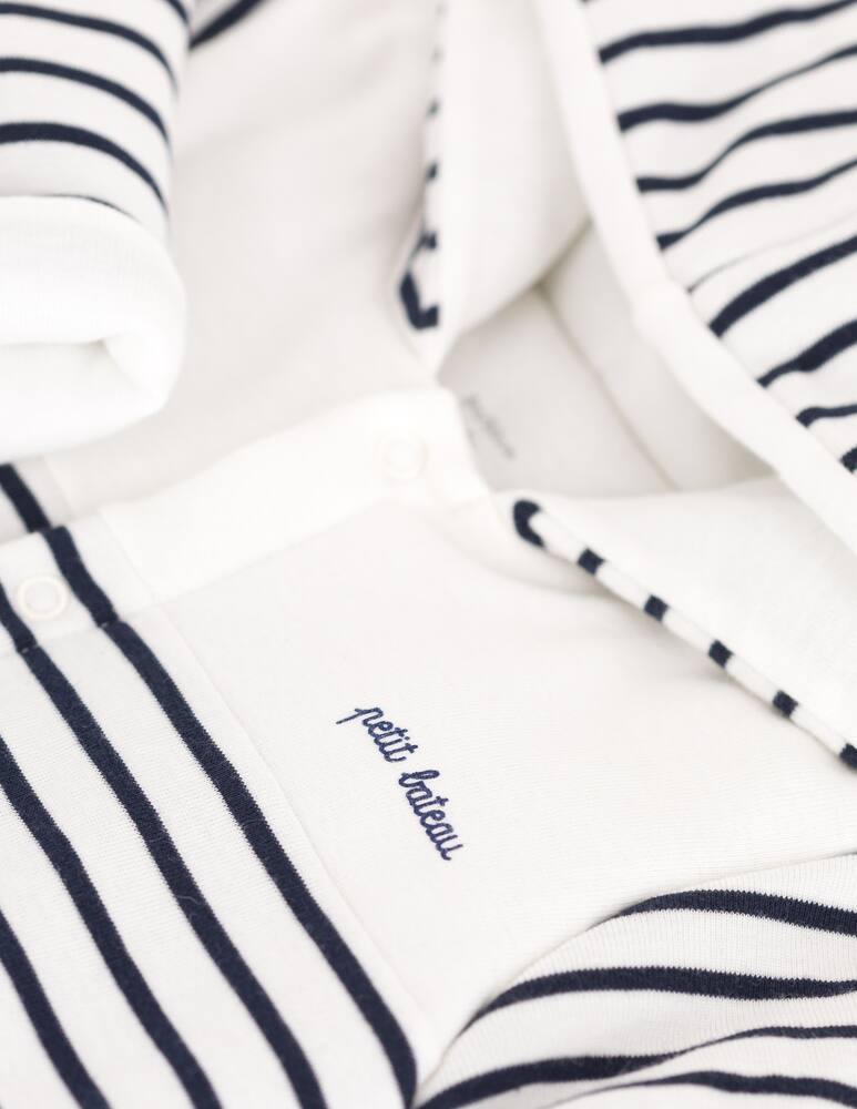 rinascente Petit Bateau Striped hooded sleepsuit
