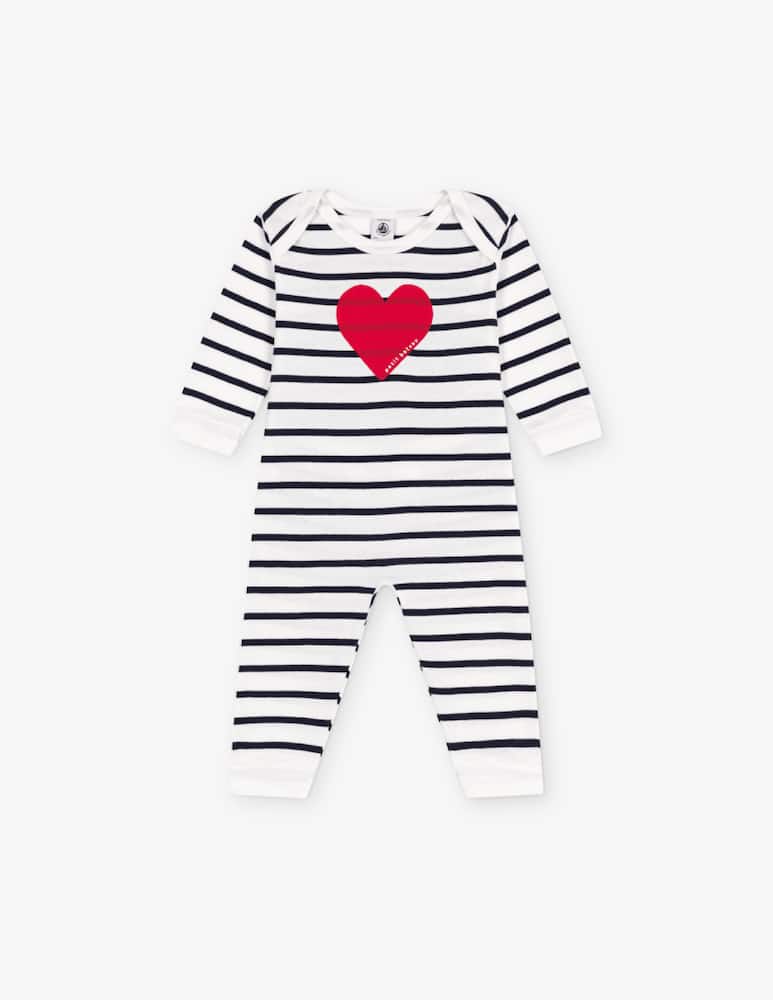 Petit Bateau Striped heart romper - picture 1 Petit Bateau Striped heart romper - picture 1