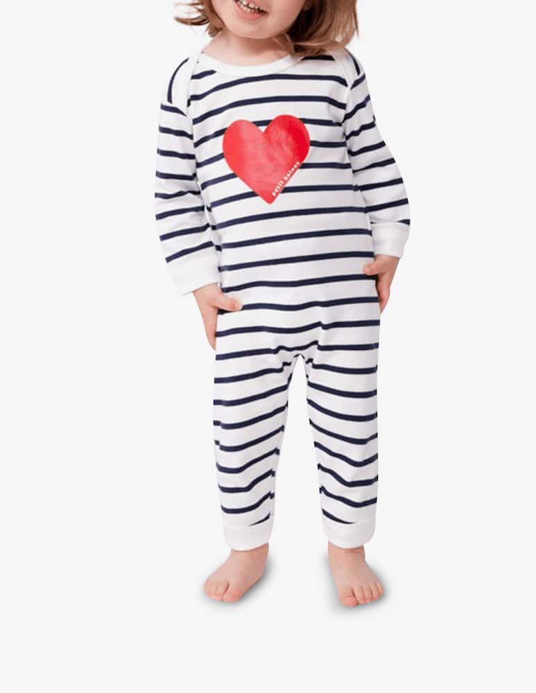 Petit Bateau Striped heart romper - picture 2 Petit Bateau Striped heart romper - picture 2