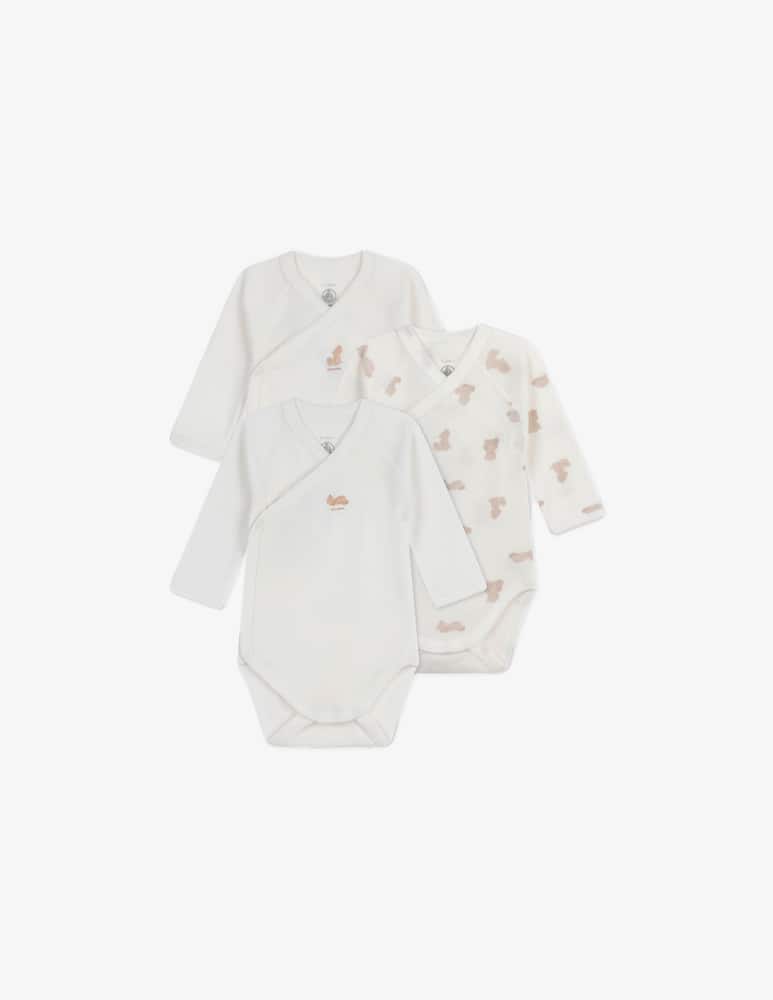 Petit Bateau Pack 3 body incrociati a maniche lunghe - immagine 1 Petit Bateau Pack 3 body incrociati a maniche lunghe - immagine 1