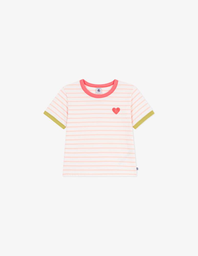Petit Bateau T-shirt a righe cuore - immagine 1 Petit Bateau T-shirt a righe cuore - immagine 1