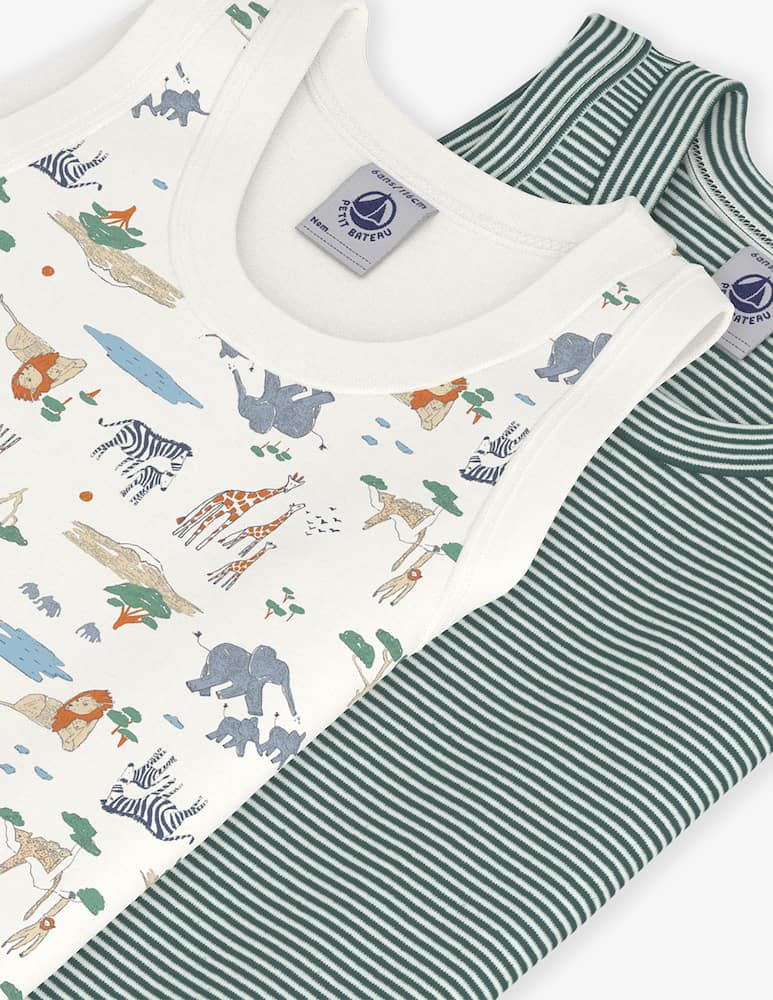 rinascente Petit Bateau Safari print vests