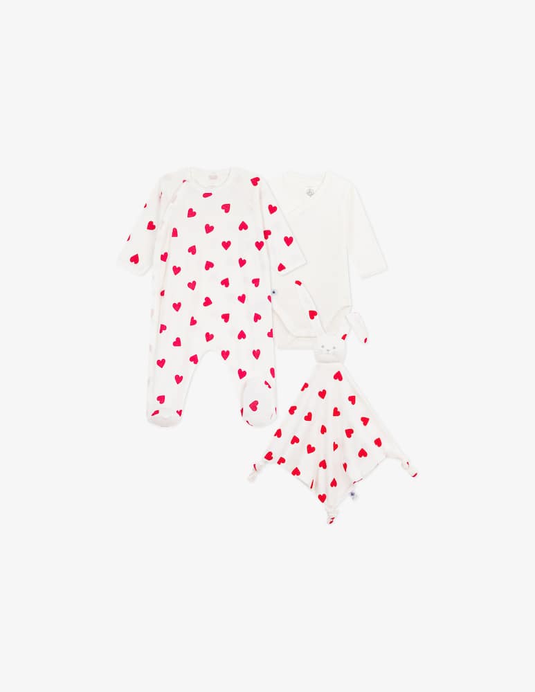 rinascente Petit Bateau Heart print sleepsuit set