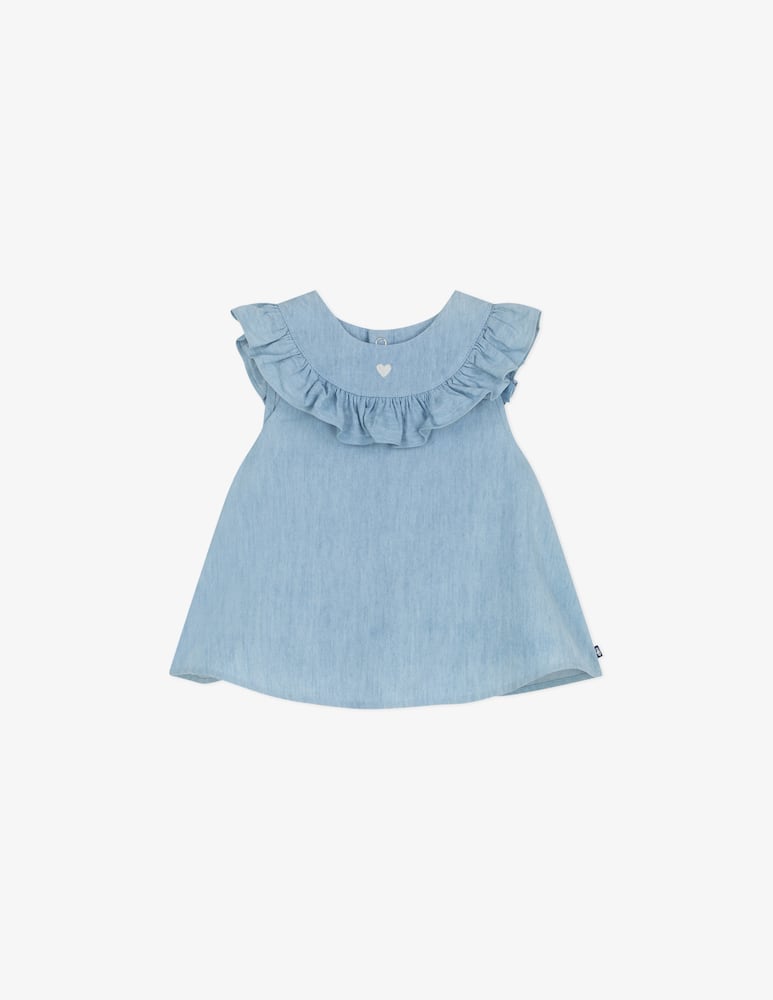 Petit Bateau Ruffle neck blouse - picture 1 Petit Bateau Ruffle neck blouse - picture 1