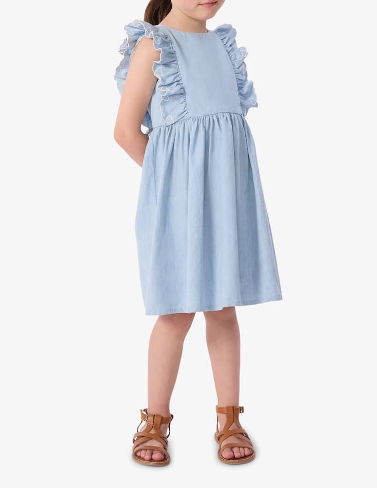 rinascente Petit Bateau Ruffled denim dress