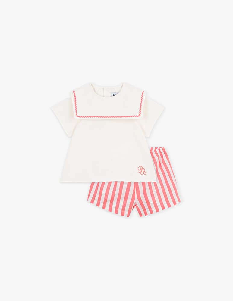 rinascente Petit Bateau Set maglia e shorts righe