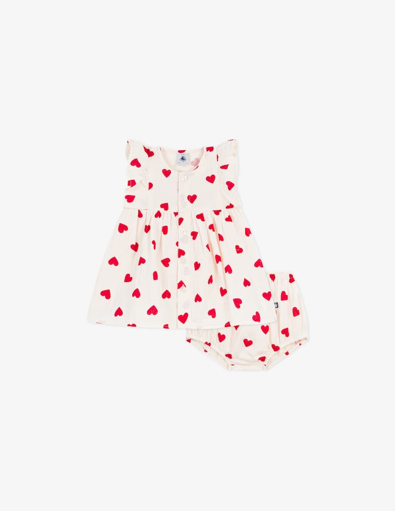 rinascente Petit Bateau Heart print dress and bloomer