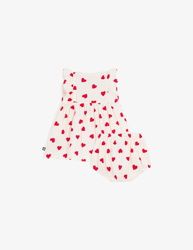 rinascente Petit Bateau Heart print dress and bloomer