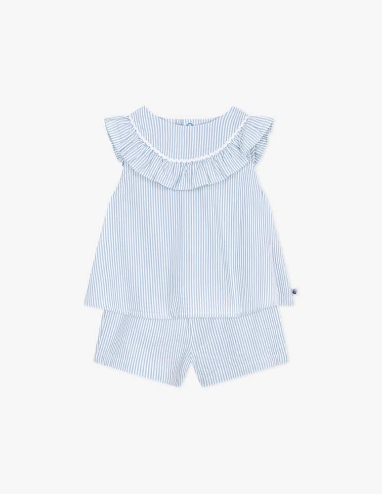 rinascente Petit Bateau Ruffle trim blouse set