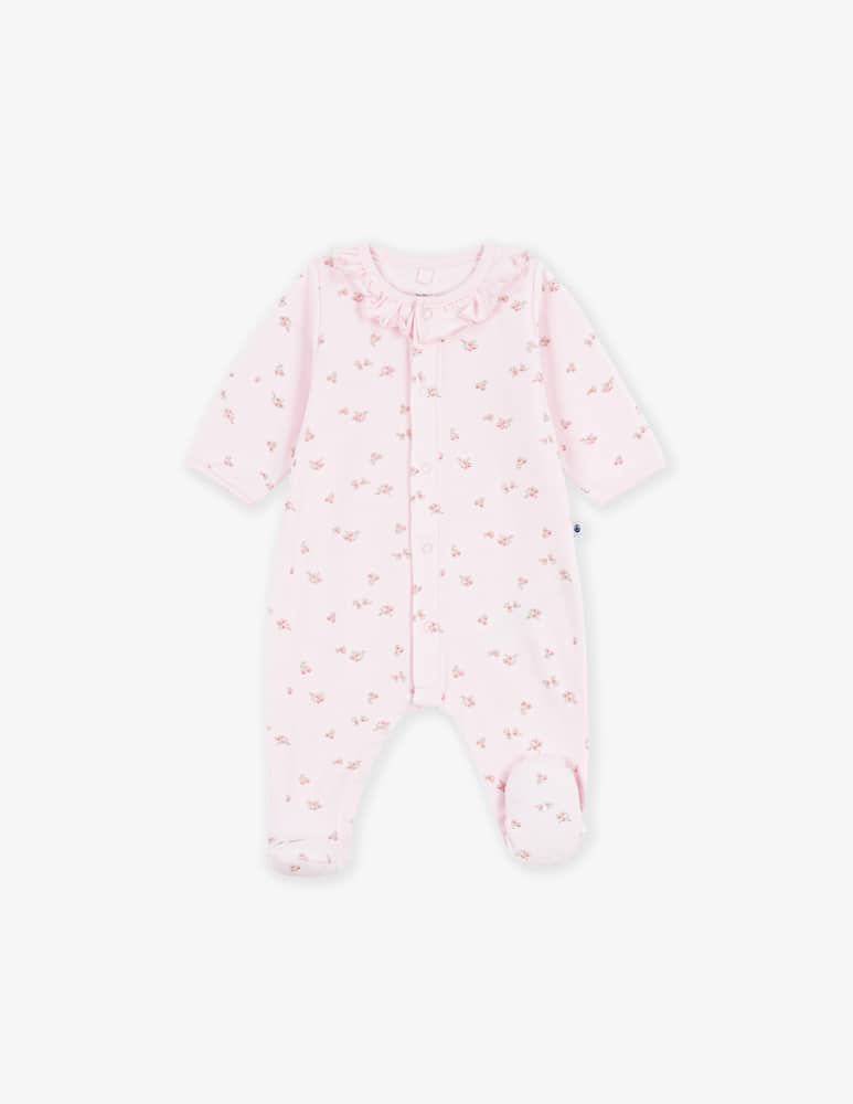 rinascente Petit Bateau Floral sleepsuit with frill collar