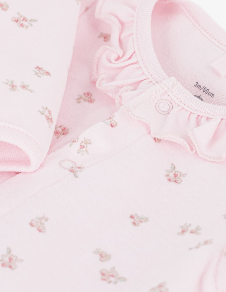 rinascente Petit Bateau Floral sleepsuit with frill collar