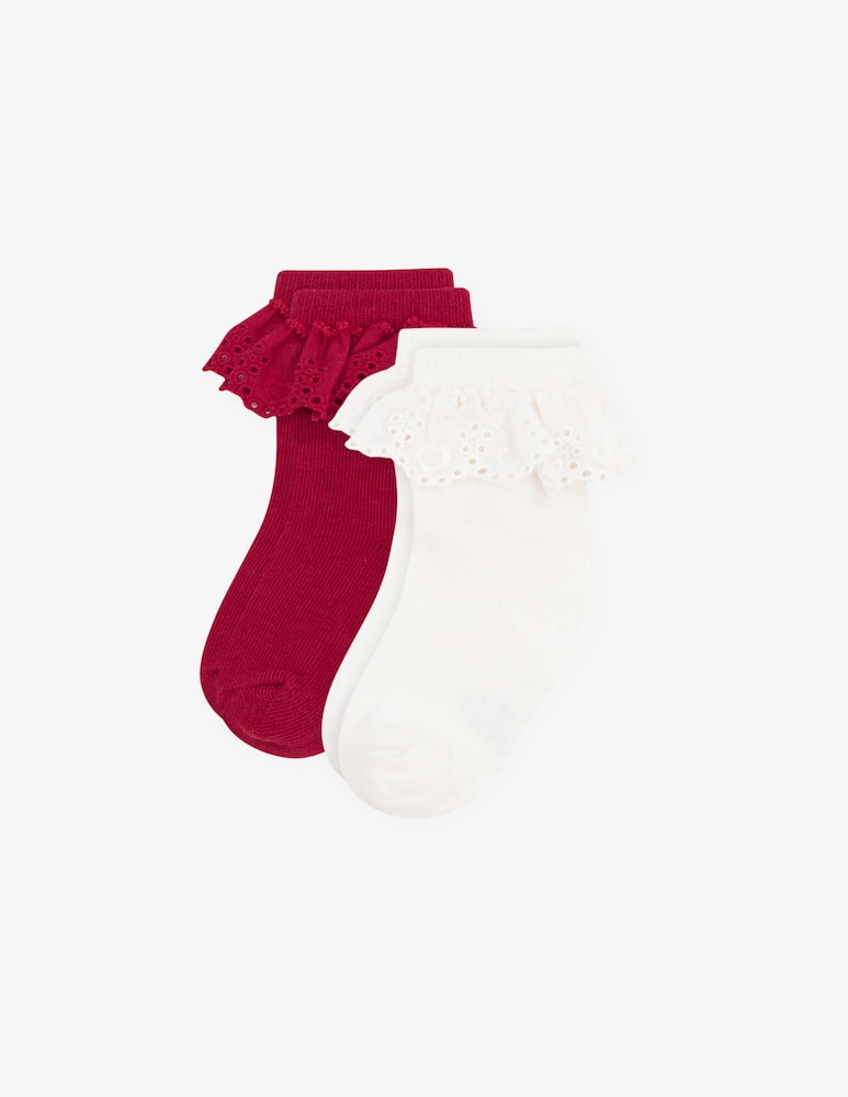 rinascente Petit Bateau Pack 2 calze con volant ricamati