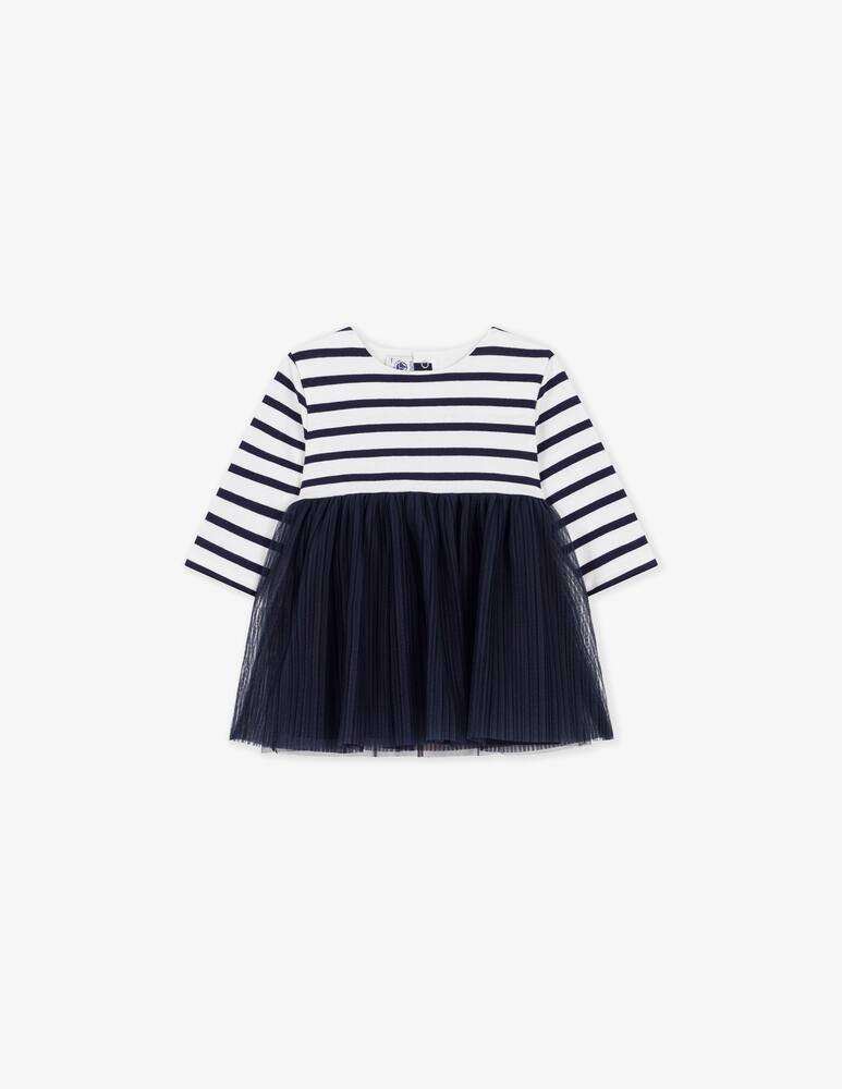 Petit Bateau Abito a righe con tulle plissé - immagine 1 Petit Bateau Abito a righe con tulle plissé - immagine 1