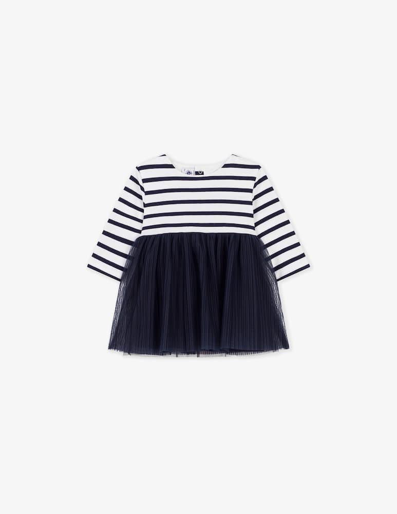 rinascente Petit Bateau Abito a righe con tulle plissé