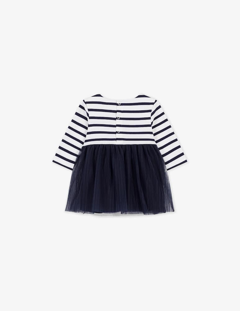 rinascente Petit Bateau Abito a righe con tulle plissé