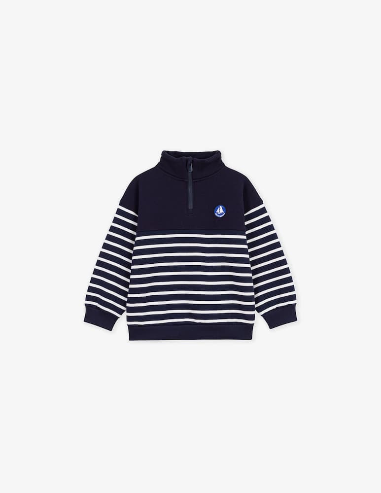 rinascente Petit Bateau Felpa a righe con collo zip