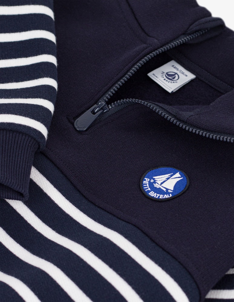 rinascente Petit Bateau Felpa a righe con collo zip