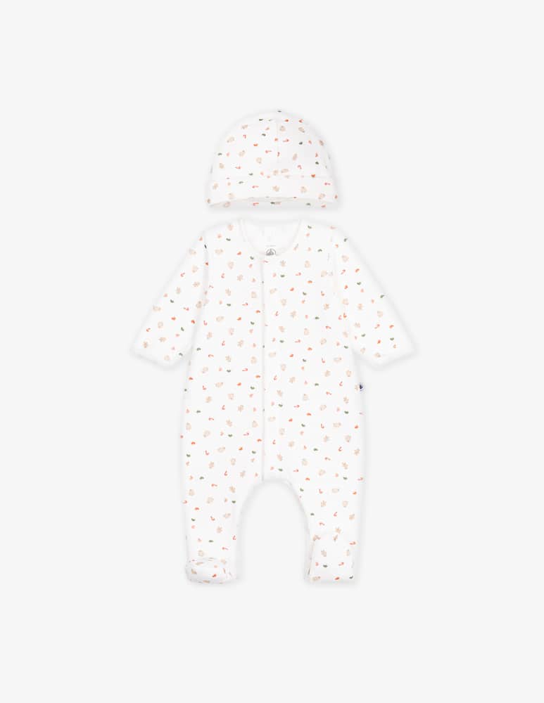 rinascente Petit Bateau Patterned sleepsuit and bonnet