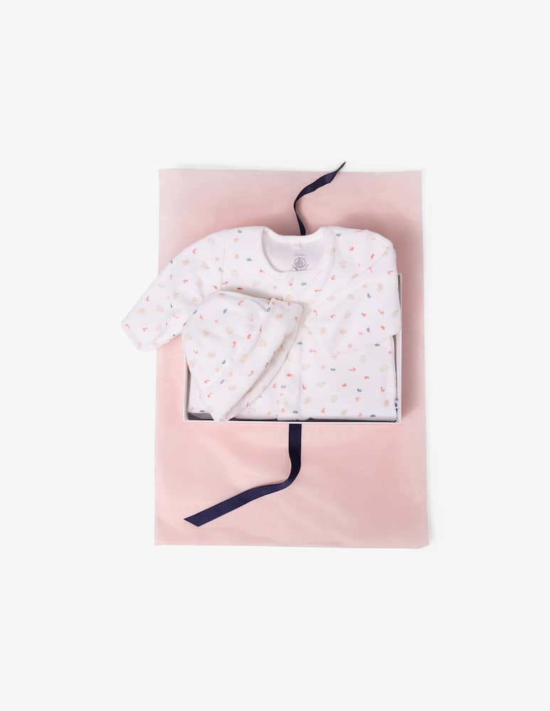 rinascente Petit Bateau Patterned sleepsuit and bonnet