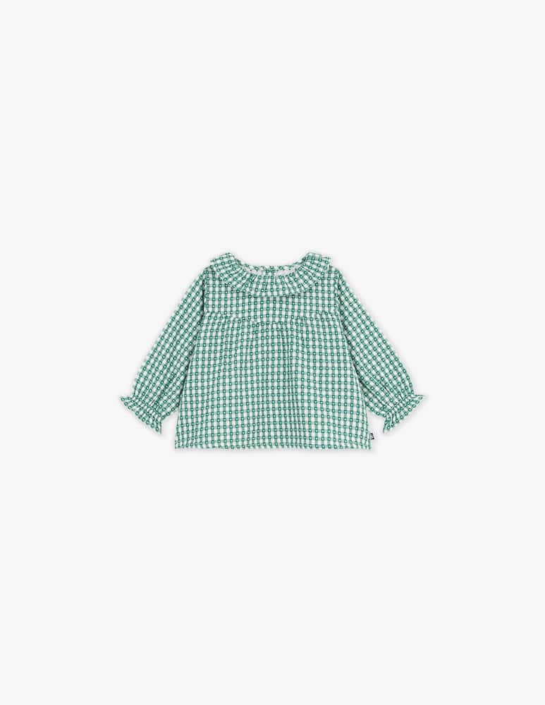 rinascente Petit Bateau Checked blouse with ruffle collar