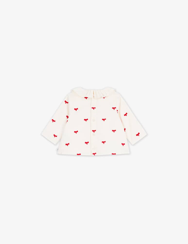 Petit Bateau Ruffle collar bow blouse - picture 2 Petit Bateau Ruffle collar bow blouse - picture 2