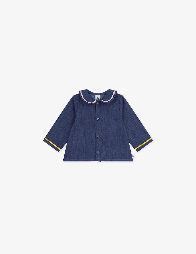 rinascente Petit Bateau Blouse in jeans collo ricamato