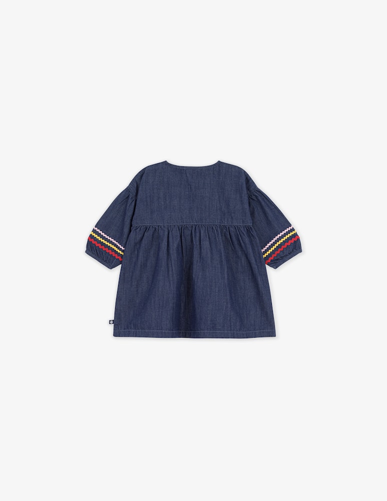 rinascente Petit Bateau Denim dress with ric rac trim