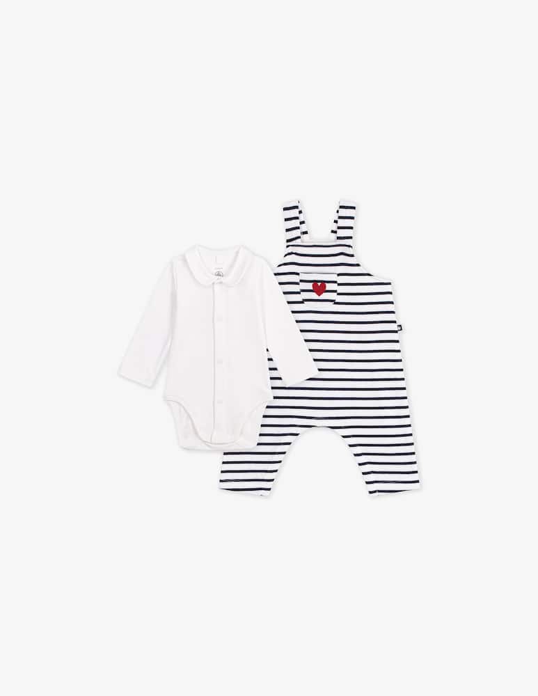 rinascente Petit Bateau Striped dungaree set