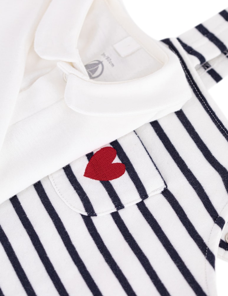 rinascente Petit Bateau Striped dungaree set