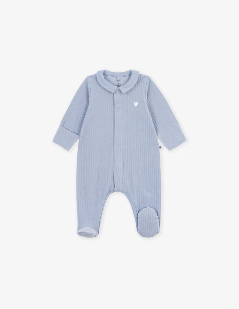 rinascente Petit Bateau Collared ribbed sleepsuit