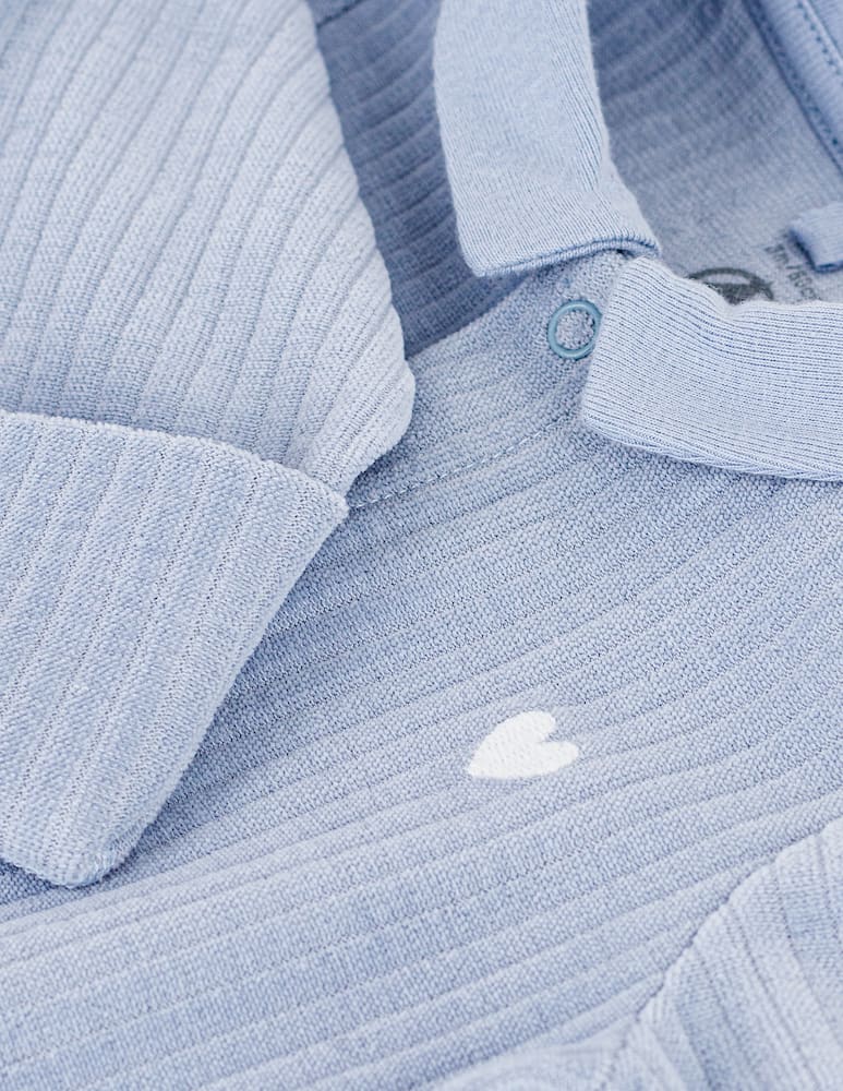 rinascente Petit Bateau Collared ribbed sleepsuit