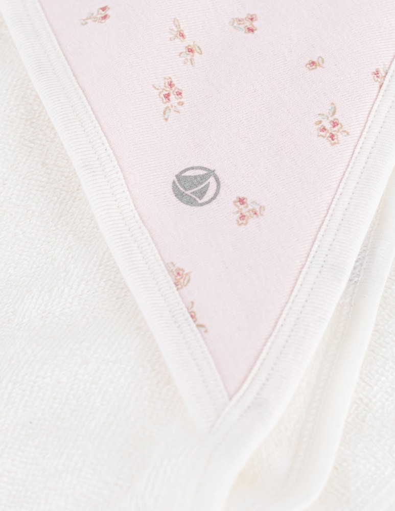 rinascente Petit Bateau Hooded bath towel with floral trim