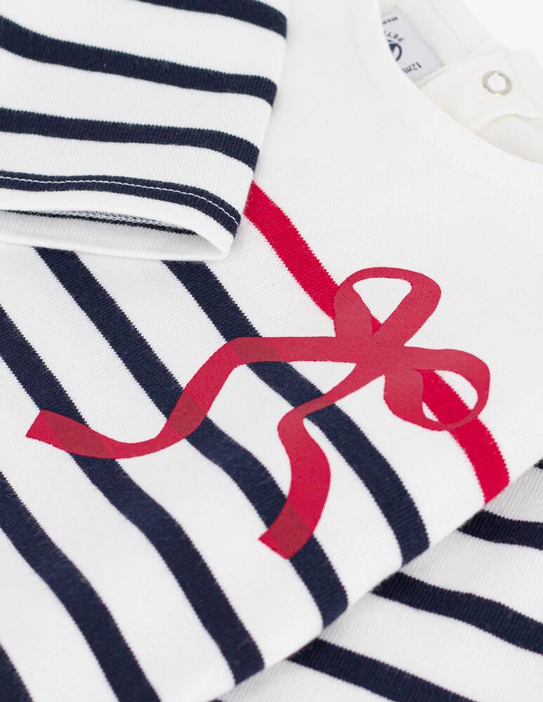 Petit Bateau T-shirt a righe con fiocco maniche lunghe - immagine 3 Petit Bateau T-shirt a righe con fiocco maniche lunghe - immagine 3