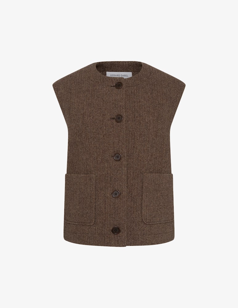 rinascente Gerard Darel Naomie tweed sleeveless vest
