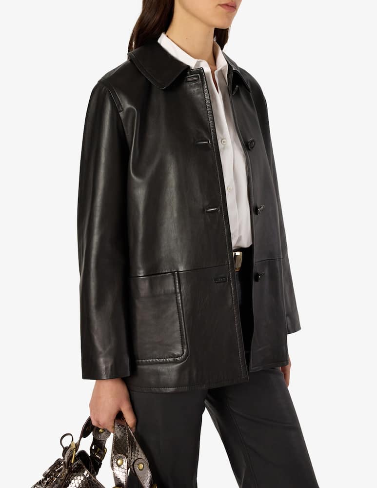 rinascente Gerard Darel Neva leather button-up jacket