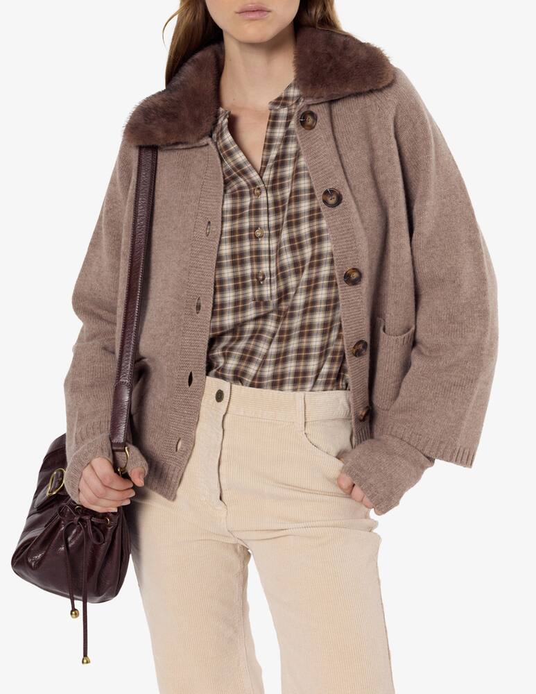rinascente Gerard Darel Cardigan con collo in pelliccia