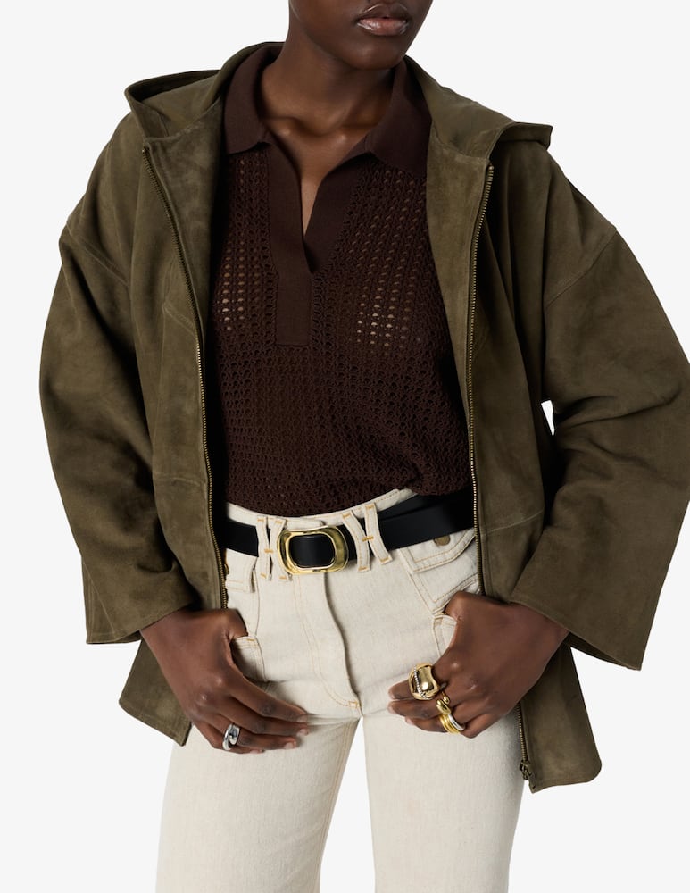 rinascente Gerard Darel Hooded leather jacket