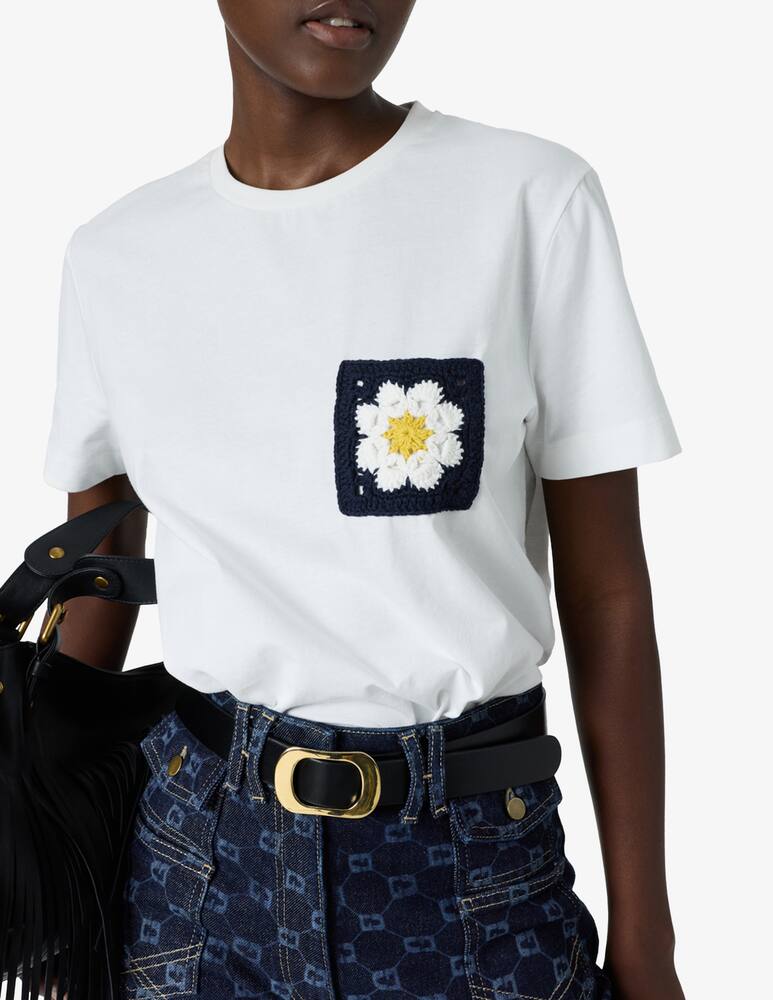 rinascente Gerard Darel Crochet flower pocket t-shirt