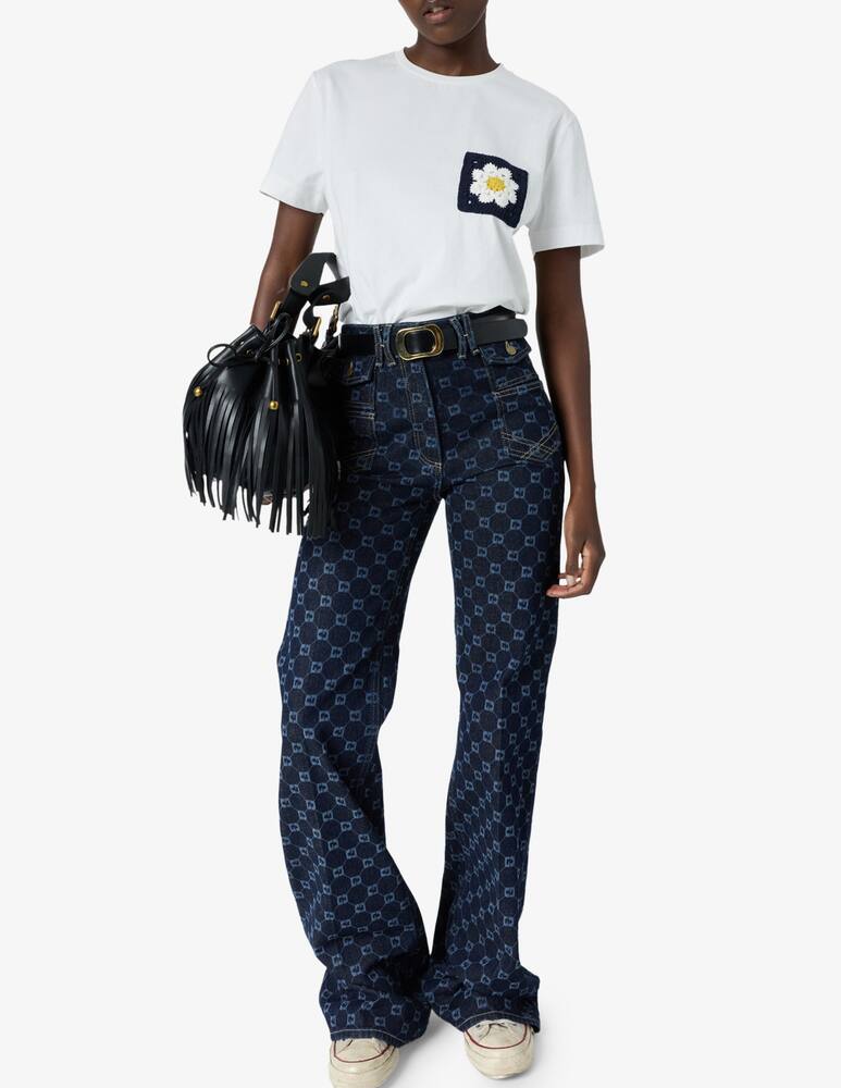 rinascente Gerard Darel Crochet flower pocket t-shirt