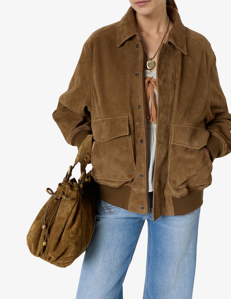 rinascente Gerard Darel Suede bomber jacket