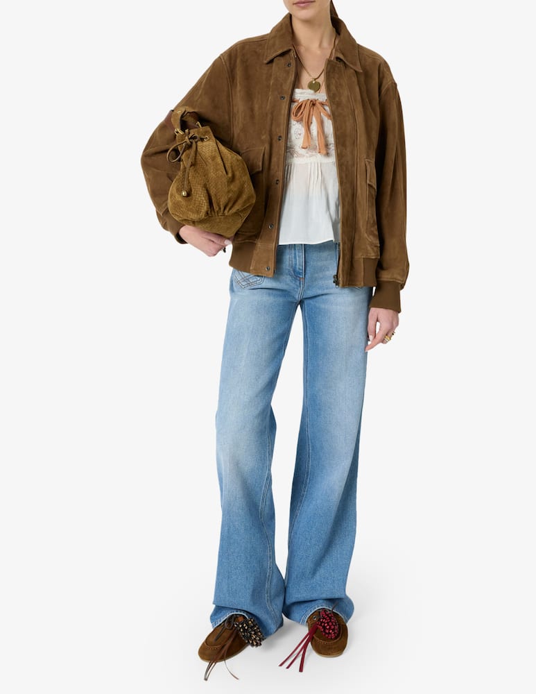 rinascente Gerard Darel Suede bomber jacket