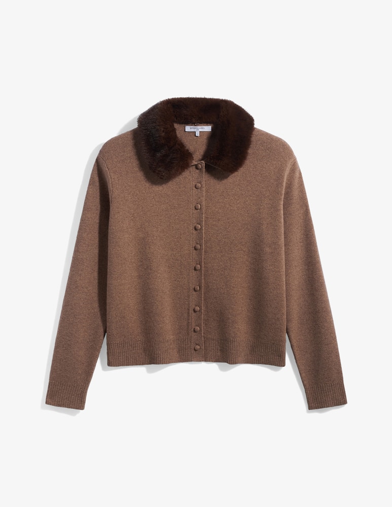 rinascente Gerard Darel Faux fur collar cardigan Rila