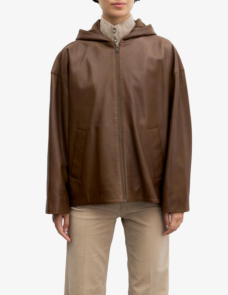 Gerard Darel Leather hooded jacket Pam - picture 1 Gerard Darel Leather hooded jacket Pam - picture 1