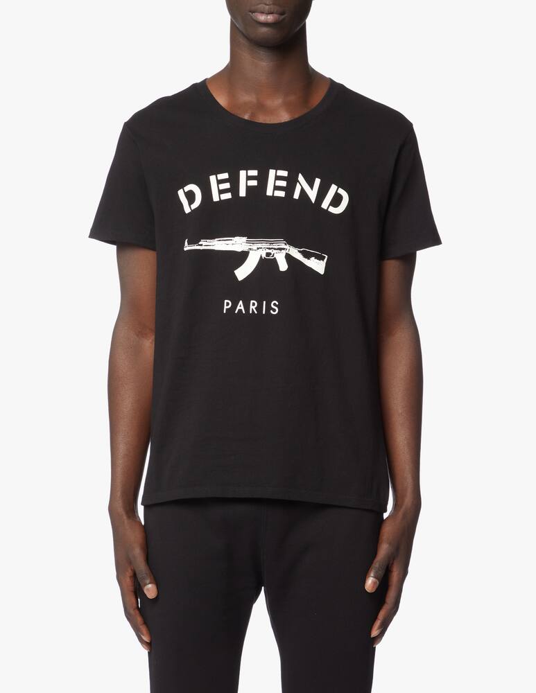 rinascente Defend Paris Paris easy logo machine gun t-shirt