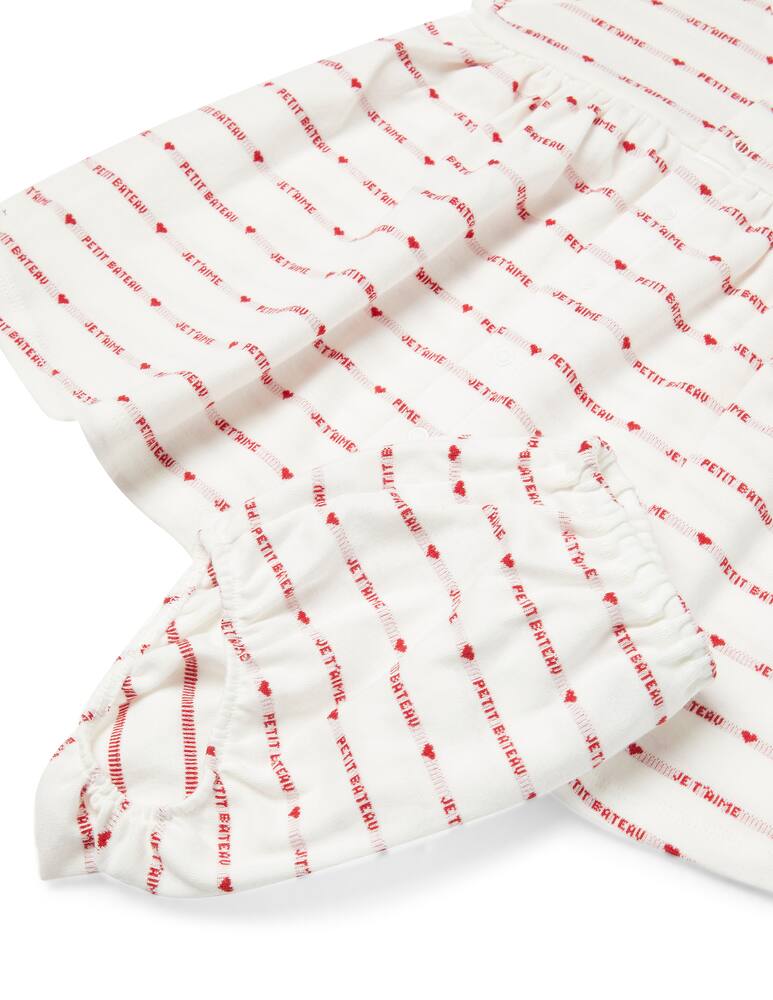 rinascente Petit Bateau Abito manica corta e culotte ricamo cuori e scritte