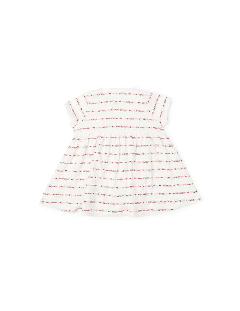 rinascente Petit Bateau Abito manica corta e culotte ricamo cuori e scritte